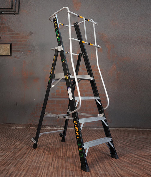 Liberti P5400H Hulk Fiberglass Platform Ladder (@ Wheels + Safety Bars ...